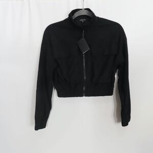Area Stars Black Waffle Knit Crop Jacket Large